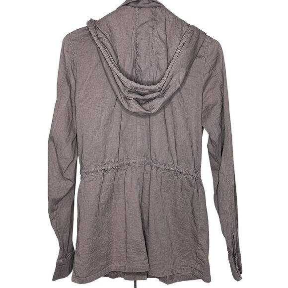 Market & Spruce Cargo Utility Jacket Womens M Grey Hooded Military Safari - Picture 3 of 11